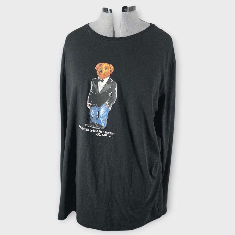 Polo Ralph Lauren Shirt Men's XXL Polo Bear In Tux Long Sleeve Black